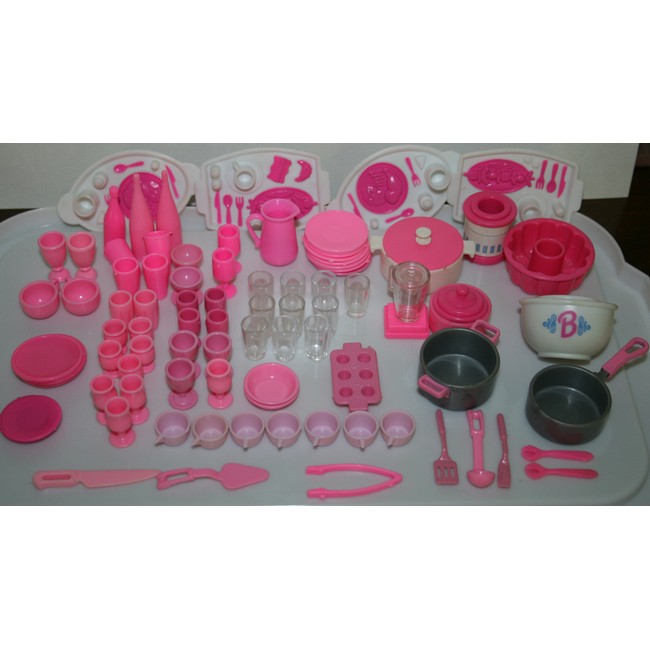 pink plastic kitchen set