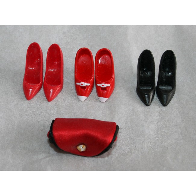 My Favourite Doll Shoes & Purse Black and Red Set